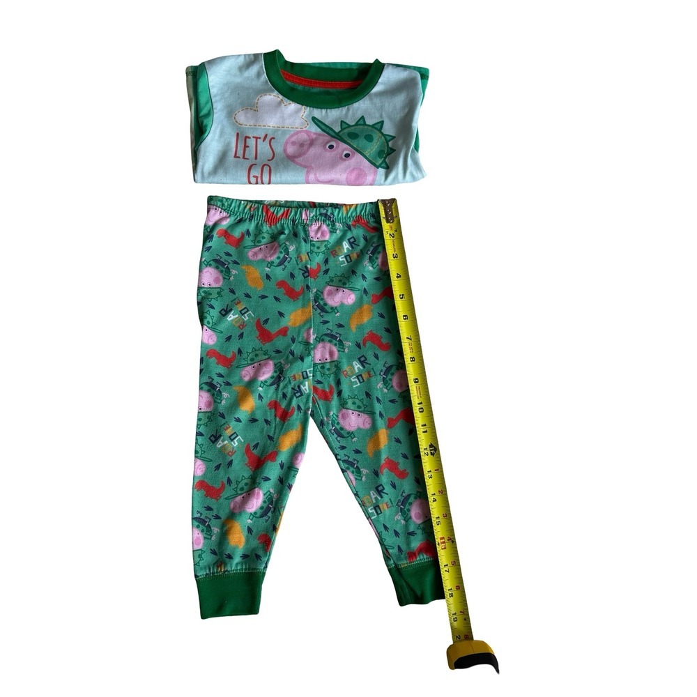 Peppa Pig Pajama Set Green Good George Pig Dinosaur Kids 3T - Picture 3 of 6